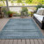 5' X 8' Artichoke Green And Blue Striped Washable Indoor Outdoor Area Rug