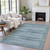 5' X 8' Artichoke Green And Blue Striped Washable Indoor Outdoor Area Rug