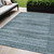 5' X 8' Artichoke Green And Blue Striped Washable Indoor Outdoor Area Rug