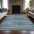 5' X 8' Artichoke Green And Blue Striped Washable Indoor Outdoor Area Rug