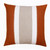 20" X 20" Rust And Gray Linen Striped Zippered Pillow