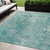 5' X 8' Aqua And Silver Abstract Washable Indoor Outdoor Area Rug