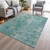 5' X 8' Aqua And Silver Abstract Washable Indoor Outdoor Area Rug