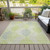 3' X 5' Artichoke Green And Ivory Floral Washable Indoor Outdoor Area Rug