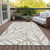3' X 5' Beige And Brown Floral Washable Indoor Outdoor Area Rug