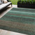 5' X 8' Teal Blue And Taupe Striped Washable Indoor Outdoor Area Rug