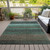 5' X 8' Teal Blue And Taupe Striped Washable Indoor Outdoor Area Rug