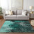 5' X 8' Teal Blue Aqua And Gray Abstract Washable Indoor Outdoor Area Rug