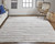 2' X 3' Ivory And Gray Striped Shag Hand Woven Area Rug