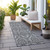 8' Runner Gray Damask Washable Non Skid Indoor Outdoor Runner Rug