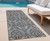 8' Runner Gray Damask Washable Non Skid Indoor Outdoor Runner Rug