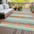 5' X 8' Sky Blue Pink And Gray Striped Washable Indoor Outdoor Area Rug