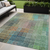 5' X 8' Green Gold And Teal Blue Abstract Washable Indoor Outdoor Area Rug