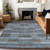 5' X 8' Blue Denim Blue And Brown Striped Washable Indoor Outdoor Area Rug