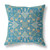20" X 20" Aqua And Gold Blown Seam Floral Indoor Outdoor Throw Pillow