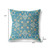 20" X 20" Aqua And Gold Blown Seam Floral Indoor Outdoor Throw Pillow
