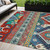 5' X 8' Red Pink And Teal Blue Aztec Washable Indoor Outdoor Area Rug