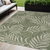 5' X 7' Ivory And Green Palm Leaf Indoor Outdoor Area Rug