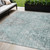 5' X 8' Teal Blue And Ivory Geometric Washable Indoor Outdoor Area Rug - Teal Blue, Ivory