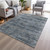 5' X 8' Denim Blue And Ivory Striped Washable Indoor Outdoor Area Rug - 880016805338