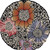 4' Round Red and Black Floral Area Rug
