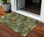 3' X 5' Olive Green And Gold Abstract Washable Indoor Outdoor Area Rug