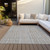 5' X 8' Gray Brown And Ivory Striped Washable Indoor Outdoor Area Rug