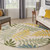 8' Green Yellow And Blue Round Palm Leaf Indoor Outdoor Area Rug