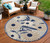 8' Blue and Gray Round Floral Indoor Outdoor Area Rug - Blue, Gray