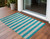 3' X 5' Turquoise Striped Washable Non Skid Indoor Outdoor Area Rug - Turquoise