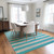 3' X 5' Turquoise Striped Washable Non Skid Indoor Outdoor Area Rug - Turquoise