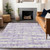 5' X 8' Lavender Lilac And Ivory Striped Washable Indoor Outdoor Area Rug