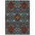 5' X 8' Denim Blue Brick Red And Brown Oriental Washable Indoor Outdoor Area Rug