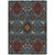5' X 8' Denim Blue Brick Red And Brown Oriental Washable Indoor Outdoor Area Rug