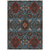 5' X 8' Denim Blue Brick Red And Brown Oriental Washable Indoor Outdoor Area Rug