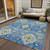 3' X 5' Blue Green And Orange Oriental Washable Indoor Outdoor Area Rug