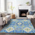 3' X 5' Blue Green And Orange Oriental Washable Indoor Outdoor Area Rug