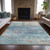 3' X 5' Aqua And Beige Abstract Washable Indoor Outdoor Area Rug - Aqua, Beige