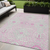 5' X 8' Pink Ivory And Gray Floral Washable Indoor Outdoor Area Rug