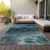 3' X 5' Teal Blue Aqua And Gray Abstract Washable Indoor Outdoor Area Rug