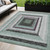 5' X 8' Pale Aqua Ivory And Gray Geometric Washable Indoor Outdoor Area Rug