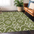 5' X 8' Olive Green And Ivory Trellis Washable Indoor Outdoor Area Rug