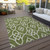 5' X 8' Olive Green And Ivory Trellis Washable Indoor Outdoor Area Rug