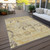 3' X 5' Gold Beige And Taupe Floral Washable Indoor Outdoor Area Rug