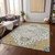 5' X 8' Gold Ivory And Blue Oriental Washable Indoor Outdoor Area Rug