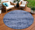 8' Denim Blue And Navy Blue Round Abstract Indoor Outdoor Area Rug