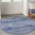 8' Denim Blue And Navy Blue Round Abstract Indoor Outdoor Area Rug