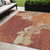 5' X 8' Orange And Burnt Orange Abstract Washable Indoor Outdoor Area Rug