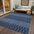 5' X 8' Navy Blue And Denim Blue Tribal Washable Indoor Outdoor Area Rug