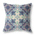 20" X 20" Blue And Off White Floral Blown Seam Suede Throw Pillow